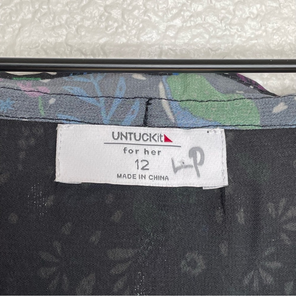 UNTUCKit Midi Paloma Black Gold Peacock Dress Size 12 - Picture 8 of 11